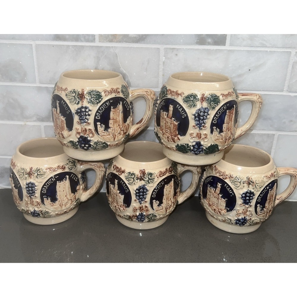 5 Vintage Original Gerzit Gerz West Germany Small Beer Stein/Mug
